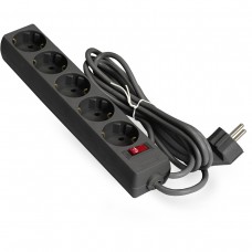 Удлинитель ExeGate EC-5-3B EX279357RUS черный 5 евророзетки с заземлением, 3м, защита от перегрузки, выключатель с подсветкой
