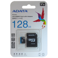 Карта памяти A-DATA AUSDX128GUICL10A1-RA1 microSD 128GB microSDHC Class 10 UHS-I A1 100/25 MB/s (SD адаптер)