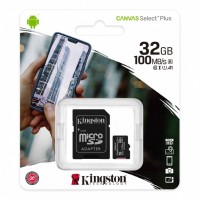 Карта памяти Kingston microSDHC 32GB UHS-I Class 10 U1 A1 Canvas Select Plus (SD адаптер) 100MB/s (SDCS2/32GB)
