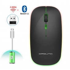 Орбита OT-PCM66 Черная мышь беспроводная RGB (USB/Bluetooth,аккум)