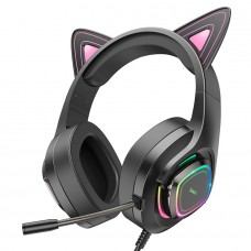Проводные наушники HOCO W107 Cute cat, USB+Jack 3.5mm, phantom cat, с переходником