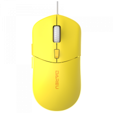 Мышь проводная Dareu LM121 Yellow (желтый), DPI 800/1600/2400/6400, тихий щелчок, подсветка RGB, раз