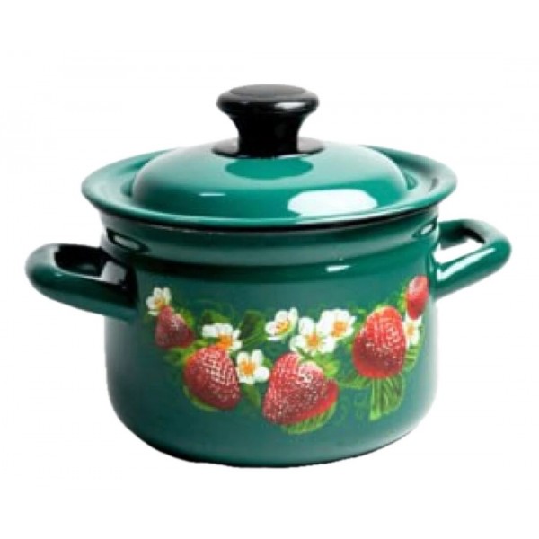 Кастрюля эмалированная КМЗ бирюзовая с рисунком 3л (41715-123/6-У4)