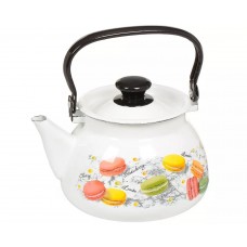 Чайник эмалированный КМЗ 42104-122/6-У4 сферический с рисунком Цветное печенье (белый) 3,0л