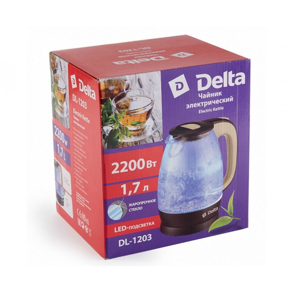 Эл.чайник DELTA DL-1203 коричневый/бежевый