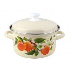 Кастрюля эмалированная КМЗ слоновая кость с рисунком 3л (42304-122/6-У4)