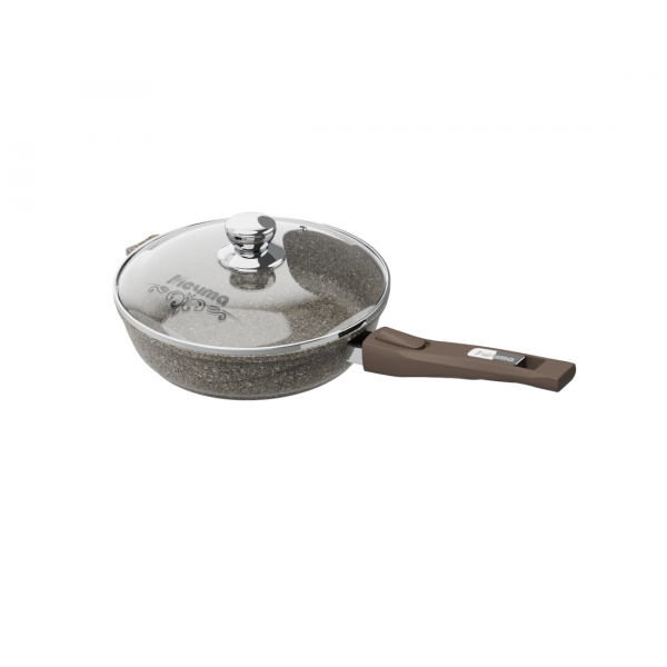 Сковорода Мечта Premium mokko с022902 22см с крышкой и съемной ручкой