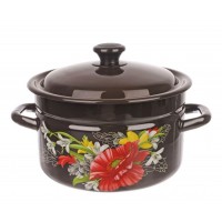 Кастрюля эмалированная КМЗ коричневая с рисунком 6л (41804-182/6-У4)