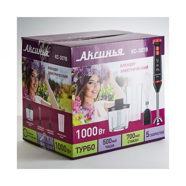 Блендер Аксинья КС-307В черный/красный, 1000Вт