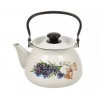 Чайник эмалированный КМЗ 42104-122/6-У4 сферический с рисунком Аромат (белый) 3,0л