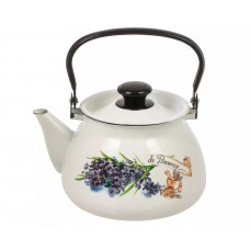 Чайник эмалированный КМЗ 42104-122/6-У4 сферический с рисунком Аромат (белый) 3,0л
