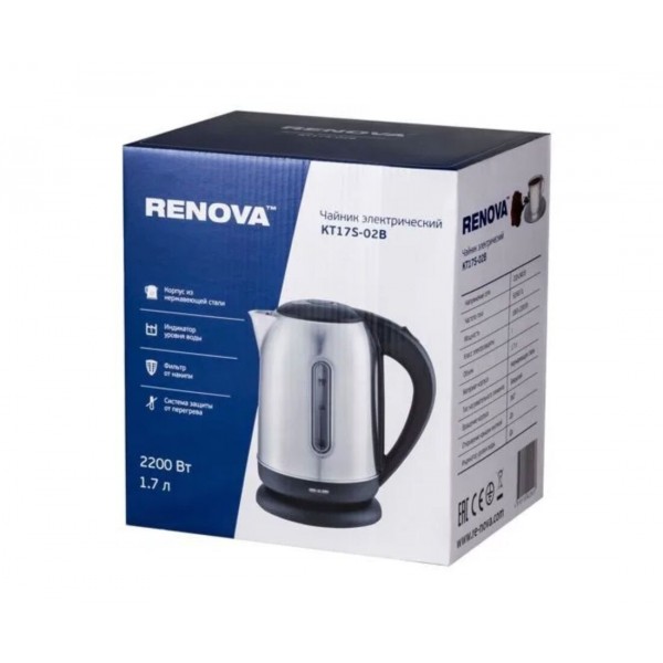 Электрочайник Renova KT17S-02B 1.7 л нержавеющая сталь