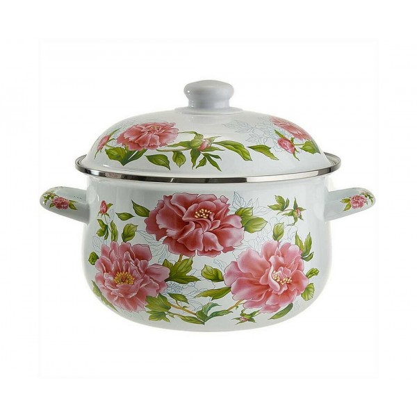 Кастрюля 3,6 л MetaLLoni Пионы EM-1503