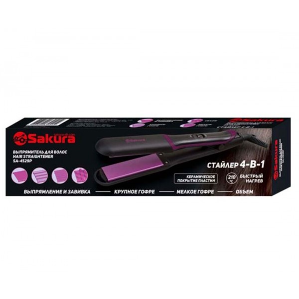 Выпрямитель (утюжок) для волос Sakura SA-4529P черный/фиолетовый