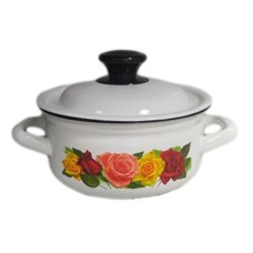 Кастрюля эмалированная КМЗ белая с рисунком 1.5л (41704-082/6-У4)