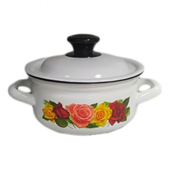 Кастрюля эмалированная КМЗ белая с рисунком 1.5л (41704-082/6-У4)