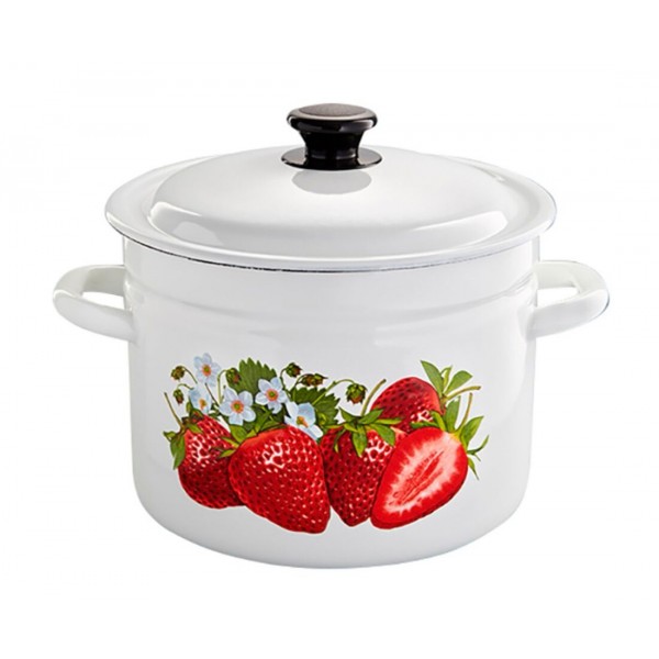 Кастрюля эмалированная КМЗ Садовая клубника 5л (41804-162/6-У4)