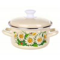 Кастрюля эмалированная КМЗ слоновая кость с рисунком 1.5л (51904-352/6)