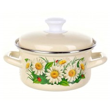 Кастрюля эмалированная КМЗ слоновая кость с рисунком 1.5л (51904-352/6)