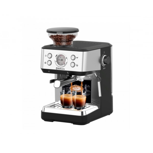 Кофеварка рожковая Sakura SA-6122 20бар 1050Вт черный