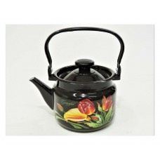 Чайник эмалированный КМЗ 42704-102/6-У4 цилиндрический с рисунком Грациозный (коричневый) 2,0л