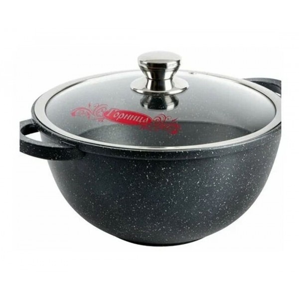 Казан 6 л Горница Гранит кн4282аг 28х15 см со стеклянной крышкой