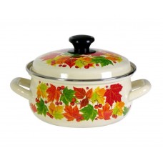 Кастрюля эмалированная КМЗ слоновая кость с рисунком 1.5л (61904-082/6)