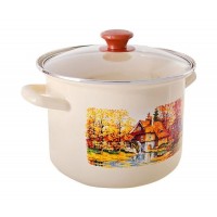 Кастрюля эмалированная КМЗ слоновая кость с рисунком 5л (42304-162/4.02-У4)