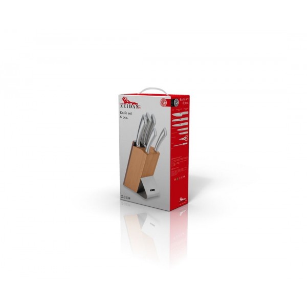 Набор кухонных ножей 6 предметов Zeidan Z-3134 с подставкой