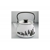 Чайник эмалированный КМЗ 42104-122/6-У4 сферический с рисунком Кошечки (белый) 3,0л