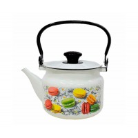 Чайник эмалированный КМЗ 42704-102/6-У4 цилиндрический с рисунком Цветное печенье (белый) 2,0л
