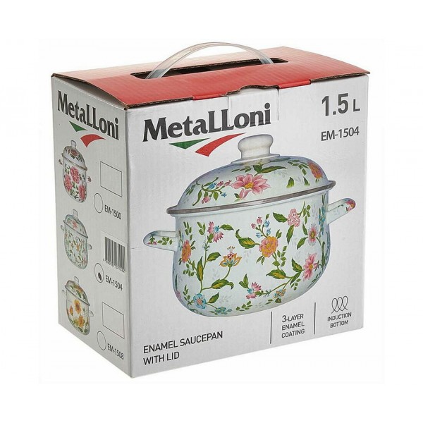 Кастрюля MetaLLoni 1,5 л Подсолнухи EM-1508