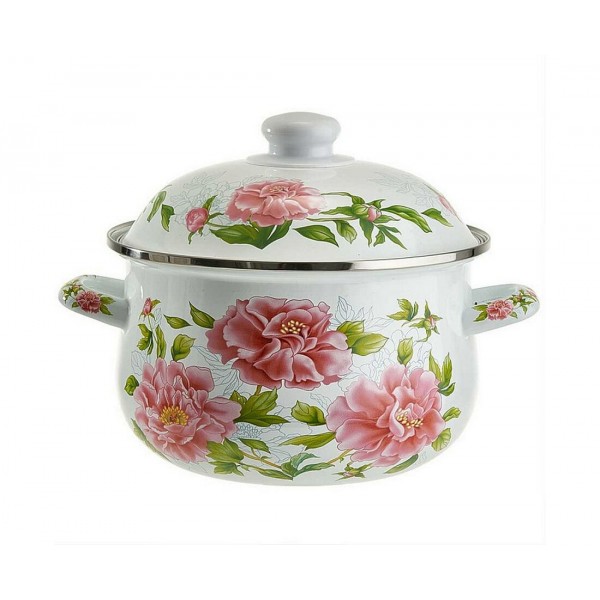 Кастрюля MetaLLoni 2,8 л Пионы EM-1502