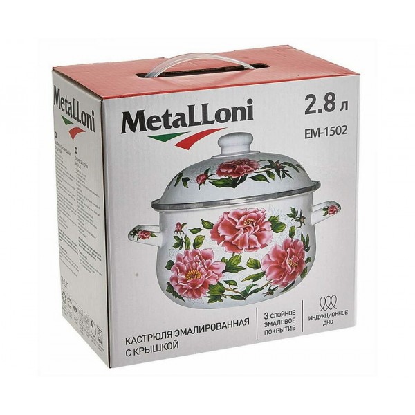 Кастрюля MetaLLoni 2,8 л Пионы EM-1502