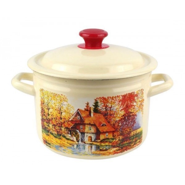 Кастрюля эмалированная КМЗ Старая мельница 4л (41704-142/6-У4)