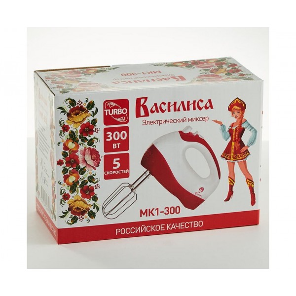 Миксер Василиса МК1-300 белый с малиновым