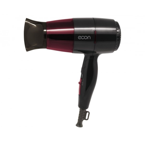 Фен Econ ECO-BH167D складная ручка 1600 Вт черный/бордовый