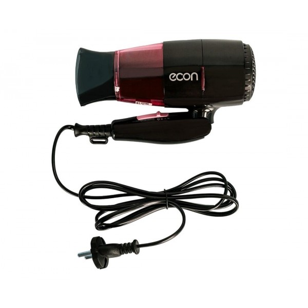 Фен Econ ECO-BH167D складная ручка 1600 Вт черный/бордовый