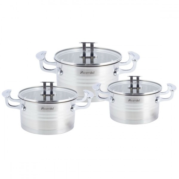 Набор кастрюль  Kamille KM-5861  6 предметов 1,7 л; 2,4 л; 3,1 л