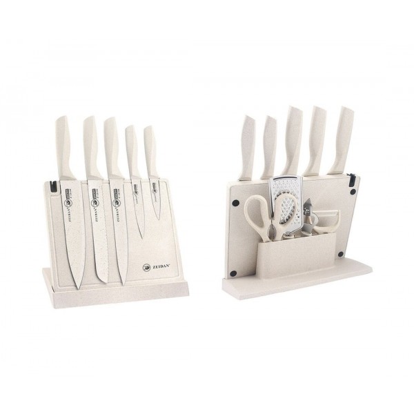 Набор ножей и кухонных аксессуаров 11 предметов Zeidan Z-3120 с подставкой