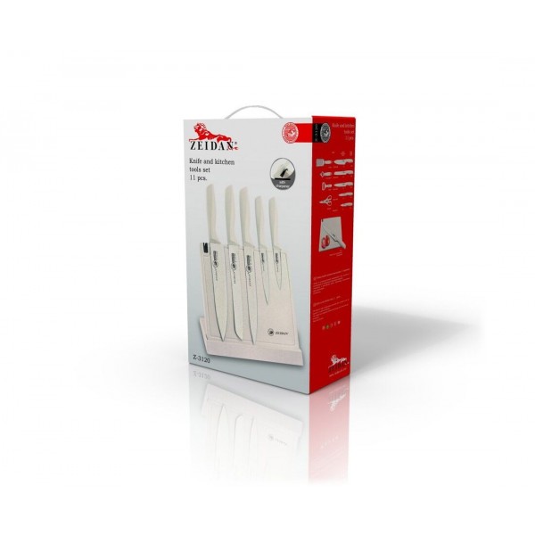 Набор ножей и кухонных аксессуаров 11 предметов Zeidan Z-3120 с подставкой