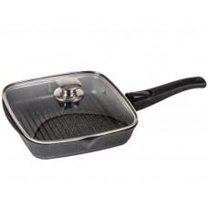 Сковорода-гриль со съемной ручкой и крышкой Мечта гранит алюминиевая с антипригарным покрытием 26см (с066701)
