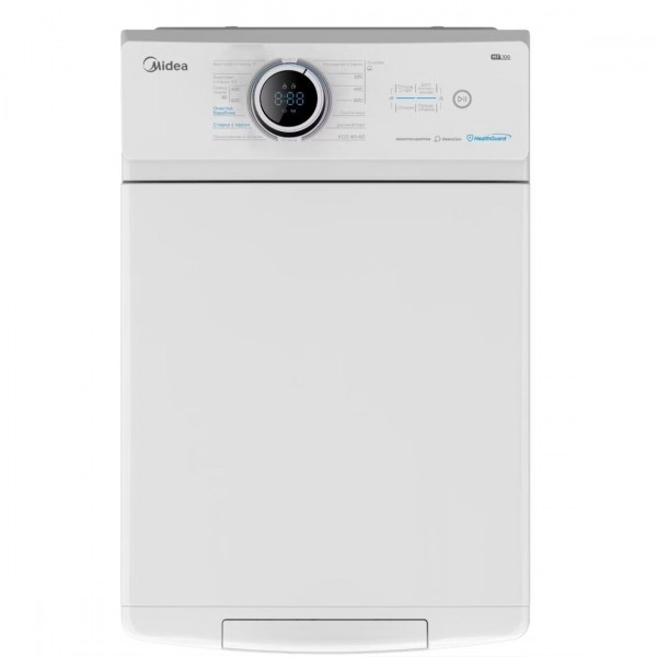 Стиральная машина автомат Midea MF100T80BS/W-RU вертикальная, с паром, 8кг, инверторная, белый